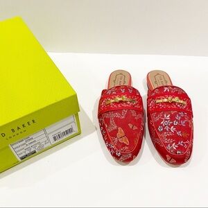 NIB Ted Baker Red Dorlinj Kyoto Printed Loafers